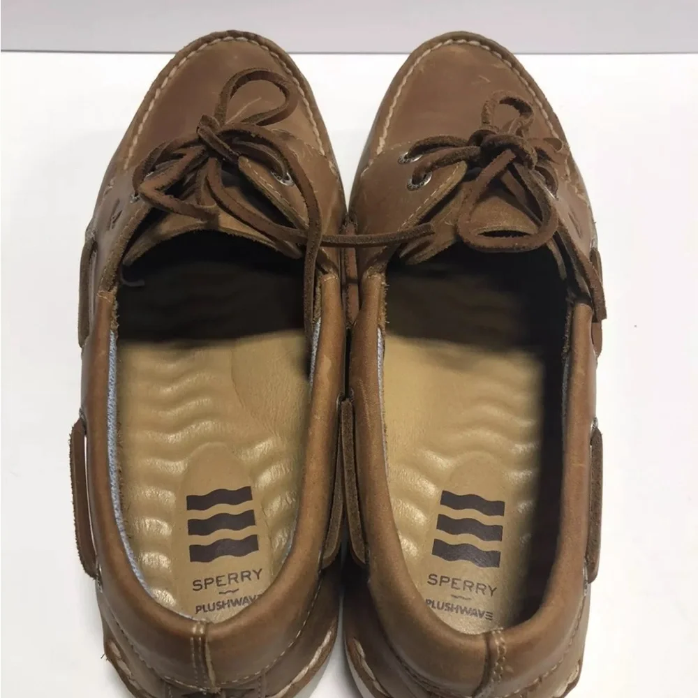 Sperry 2-Eye Plushwave Mens Boat Shoe Tan Size 10.5 W